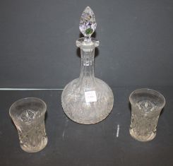 Waterford Decanter and Two Cut Glass Tumblers.