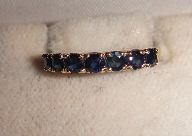 One Stamped 14KT Yellow Gold Lady's Cast Sapphire Anniversary Bands