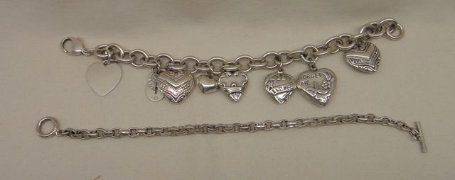 Two Sterling Lady's Charm and Link Bracelets