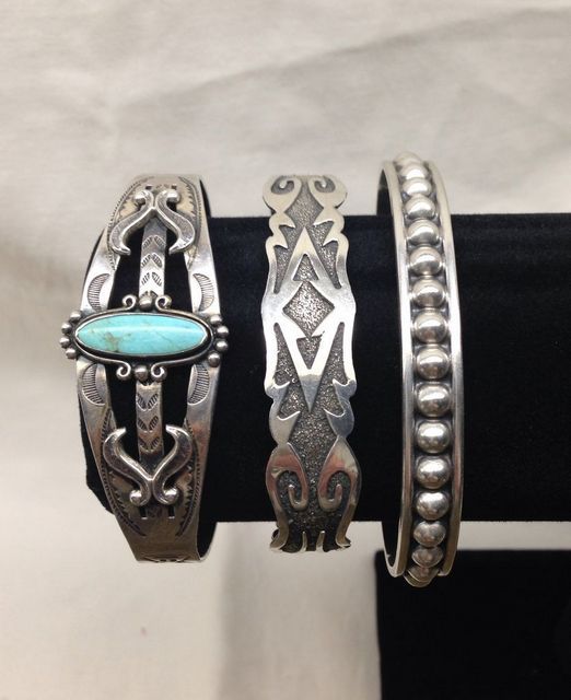 Three Ladies Sterling Silver Cuff Bracelets.