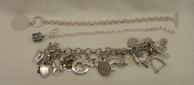 Three Sterling Lady's Charm and Link Bracelets