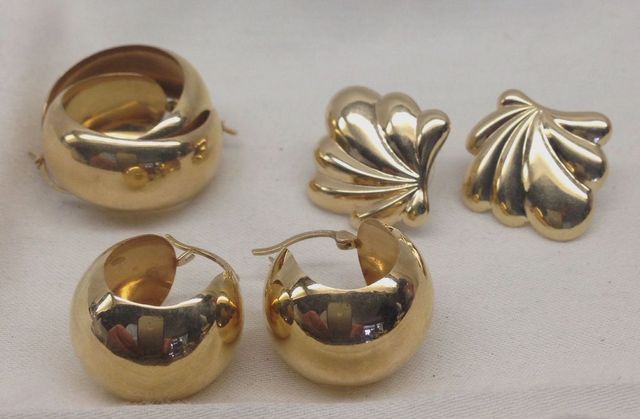 Three Pairs of Lady's Gold Earrings