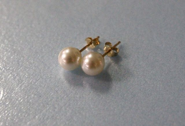 Pair of Japanese 14K Pearl Earrings