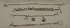 Four Sterling Lady's Charm and Link Bracelets