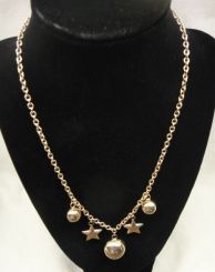 One stamped 14KT yellow gold lady's star and moon necklace on an 2.2mm thick, 18