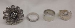 Four sterling Silver lady's rings (various styles). Total Weight of Rings (Various Styles) 25.90 dwt