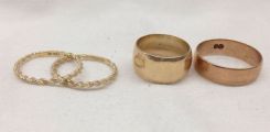 Four stamped 10KT yellow gold lady's cast bands. Total Weight of Bands 4.80 dwt