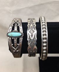 Three Ladies Sterling Silver Cuff Bracelets.