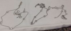 Three sterling Silver lady's Bezel set CZ chains. Varying lengths. Total Weight of Chains 5.60 dwt