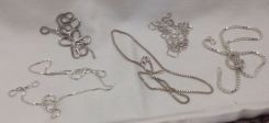 Five sterling Silver lady's box chains. Varying lengths. Total Weight of Chains 18.00 dwt