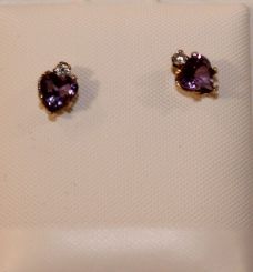 Pair of 10K Gold Stud Amethyst Earrings