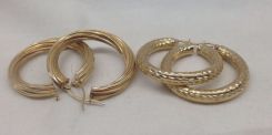 Two Pairs of Ladies 14K Gold Hoop Earrings;9.8 g est.