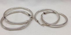 Two Pair Sterling Silver Lady Hoop Earrings
