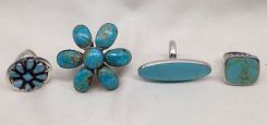 Four Sterling Silver Lady's Turquoise Ring with a Bright Polish Finish.