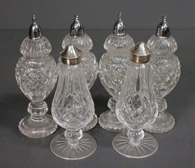 Three Pair of Cut Glass Salt and Pepper Shakers