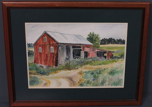 "Perrydell Barn" watercolor by Marian A. Wright Comfield