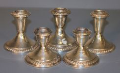 Five Sterling Candlesticks