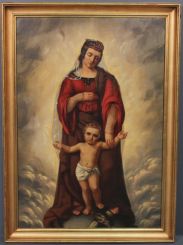 Mid 19th Century Oil Painting of Madonna and Child