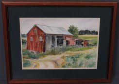 "Perrydell Barn" watercolor by Marian A. Wright Comfield