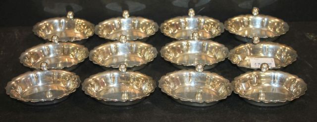 Set of Twelve Sterling Nut Cups/ Placecard Holders