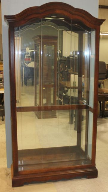 Bonnet Top Beveled Glass Display Cabinet