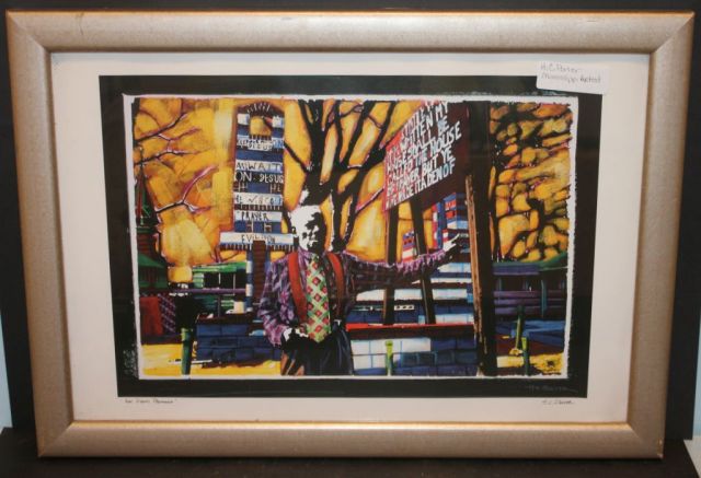 "Rev. Dennis Preaching" Print by H.C. Porter, Mississippi Artist