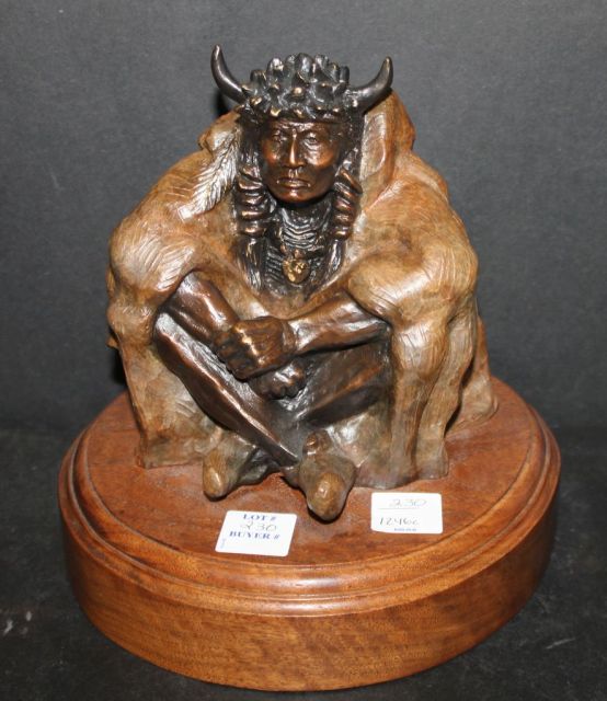 "Empty Plains" Indian Bronze by Ben Watts, Mississippi Artist