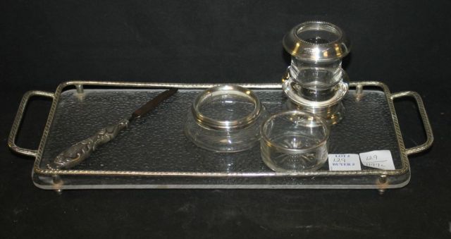 Sterling and Glass Pieces with Glass Tray