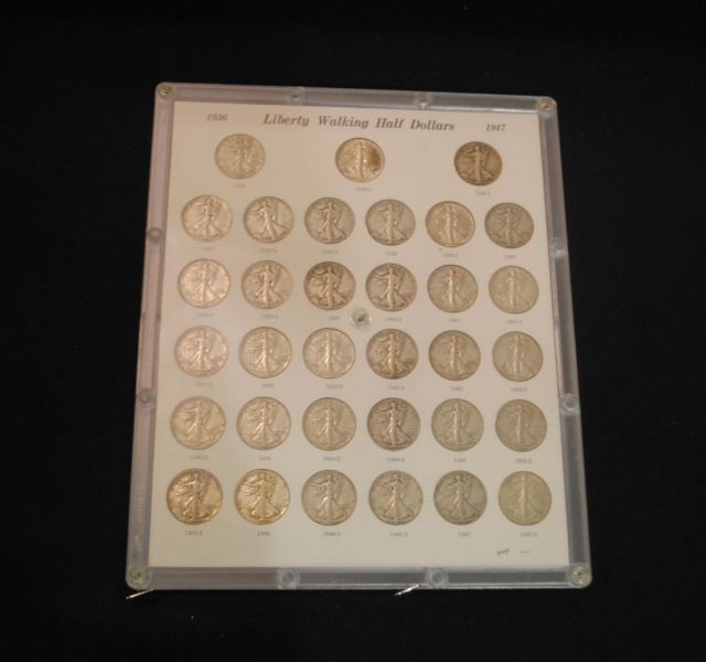 1938 D Uncirculated Half Dollar in Matte Along with Liberty walking Half Dollars Dating From 1936-1947