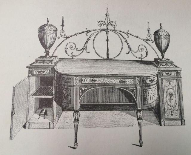 Sheraton Sideboard with Vase Knife-cases