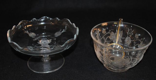 Heisey Crystal "Plantation" Mayo Bowl and Compote