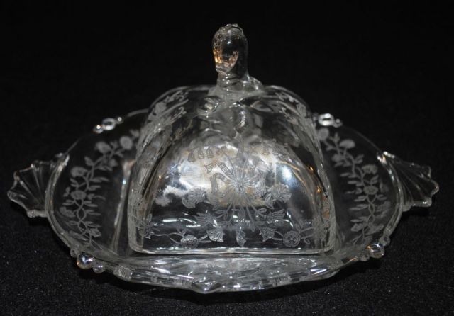 Heisey Crystal "Orchid" Butter Dish, Waverly