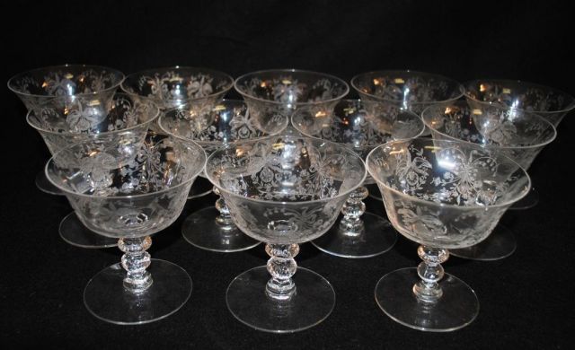 12 Heisey Crystal "Orchid" Sherbet Stems