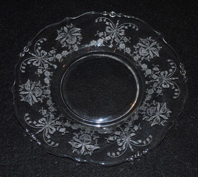 9 Heisey Crystal "Orchid" Dessert Plates, Waverly