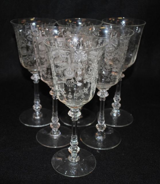 6 Heisey Crystal "Orchid" Water Goblets