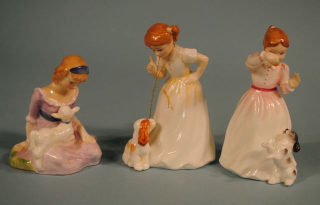 3 Royal Doulton Figures: "Reward", "Sit", and "Mary Had a Little Lamb"