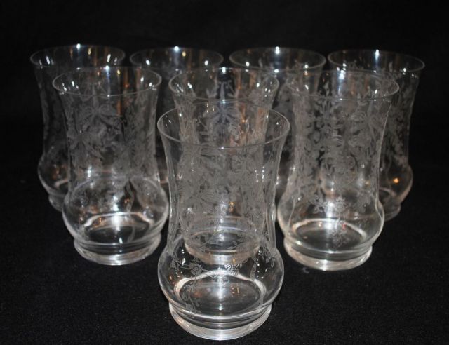 8 Heisey Crystal "Orchid" Curved Iced Tea Tumblers