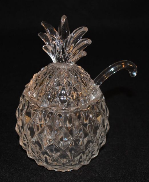 Heisey Crystal "Plantation" Pineapple Marmalade w/Spoon