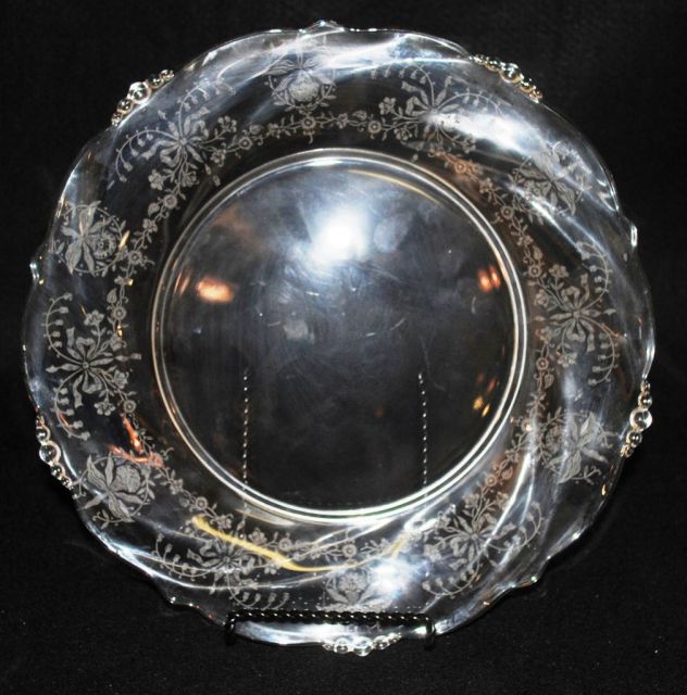 5 Heisey Crystal "Orchid" Waverly Dinner Plates