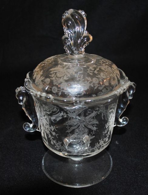 Heisey Crystal "Orchid" Tall Covered Candy Dish