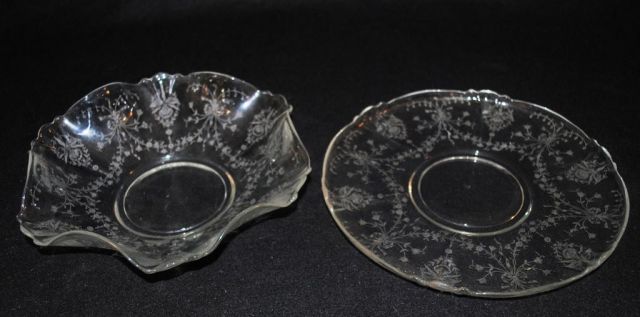 Heisey Crystal "Orchid" Bowl and Torte Plate