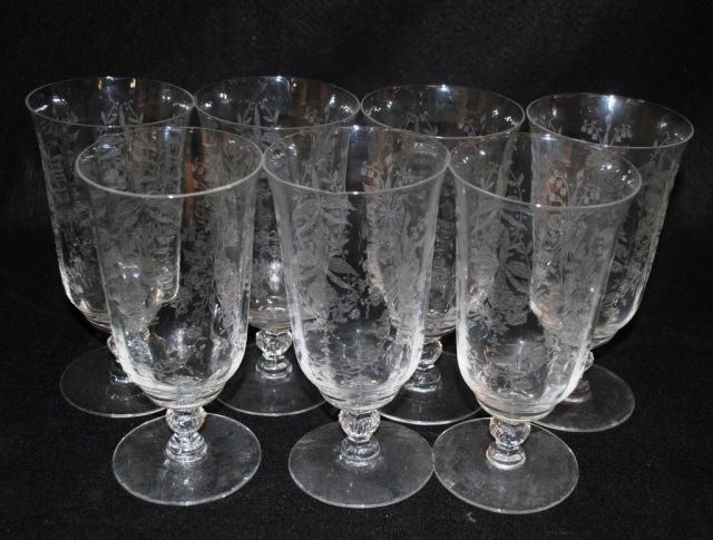 7 Heisey Crystal "Orchid" Iced Tea Tumblers