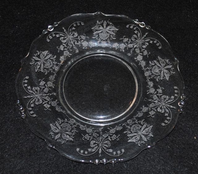 8 Heisey Crystal "Orchid" Dessert Plates, Waverly
