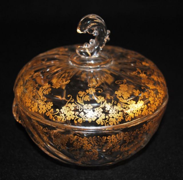 Heisey Crystal "Waverly" Chocolate Dish w/ Gilt