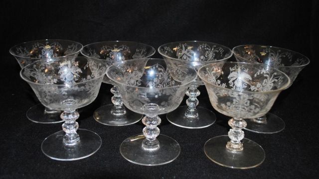 7 Heisey Crystal "Orchid" Sherbet Stems