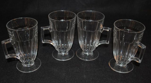 Set of 4 Heisey Crystal "Narrow Flute" Soda Mugs