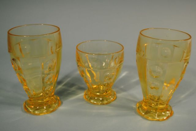 3 Heisey Sahara "Old Sandwich" Tumblers