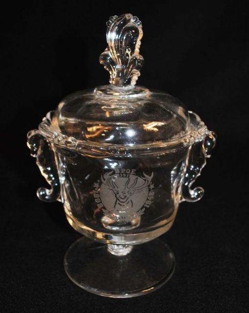 Heisey Crystal "Waverly" Urn w/BPOE Elks 50th Anniversary Engraving