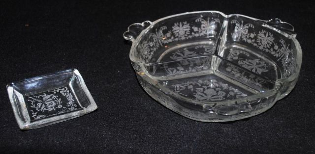 Heisey Crystal "Orchid" 3-Part Relish Tray and Butter Pat