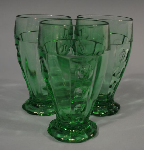 3 Heisey Moongleam "Old Sandwich" Iced Tea/Soda Tumblers